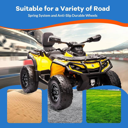 24V 4WD 2-Seater Electric Ride-On ATV for Kids w/ Leather Seats & Remote (Age: 4 to 12Y)