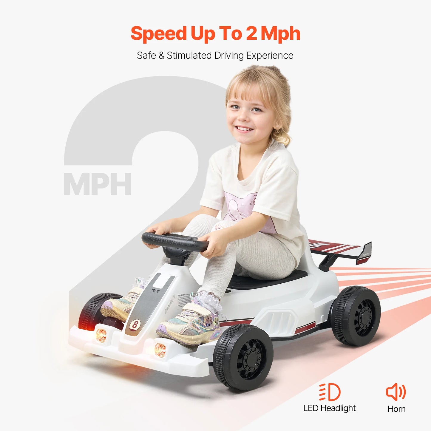 6V Electric Pedal Go Kart for Kids Ages 2–6 | LED Lights | Kids Rider