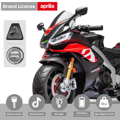Aprilia Licensed 24V Kids Ride on Motorcycle w/LED Lights (Age: 4 to 12Y)