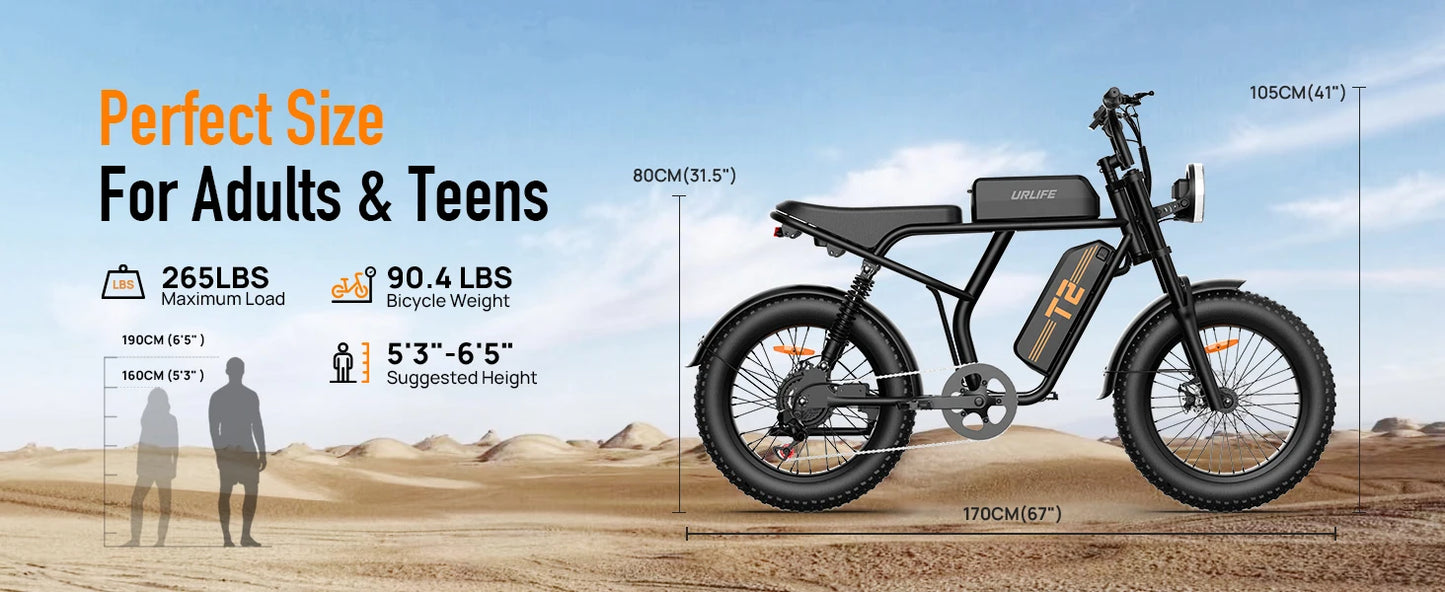 48V 1500W Electric Bike 28MPH 100-Mile Range Fat Tire | Free Shipping