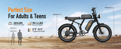 48V 1500W Electric Bike 28MPH 100-Mile Range Fat Tire | Free Shipping