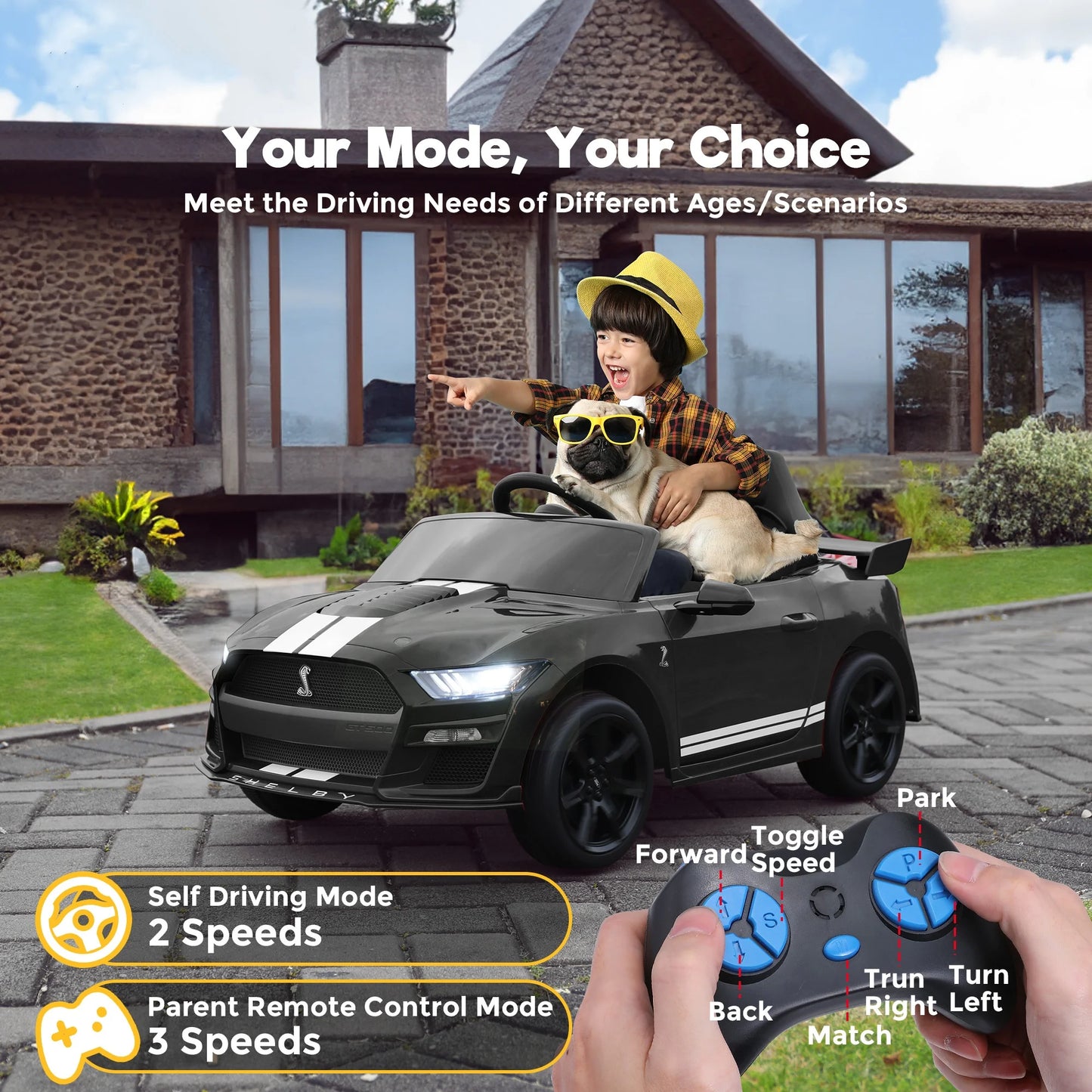 Motivo Licensed 12V Kids Ride-On Car w/ Remote, Bluetooth & LED | 1-Seater