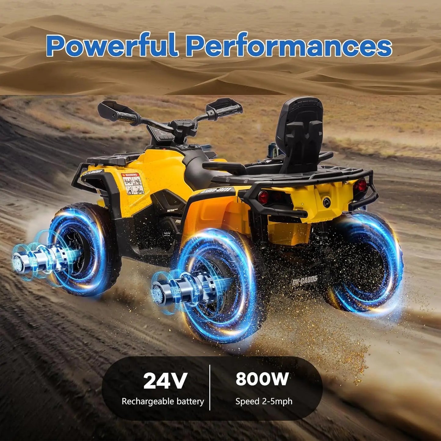 24V 4WD 2-Seater Electric Ride-On ATV for Kids w/ Leather Seats & Remote (Age: 4 to 12Y)