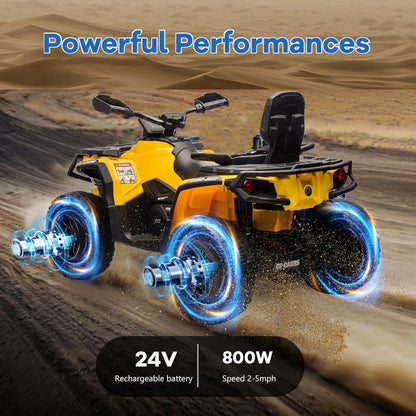 24V 4WD 2-Seater Electric Ride-On ATV for Kids w/ Leather Seats & Remote (Age: 4 to 12Y)