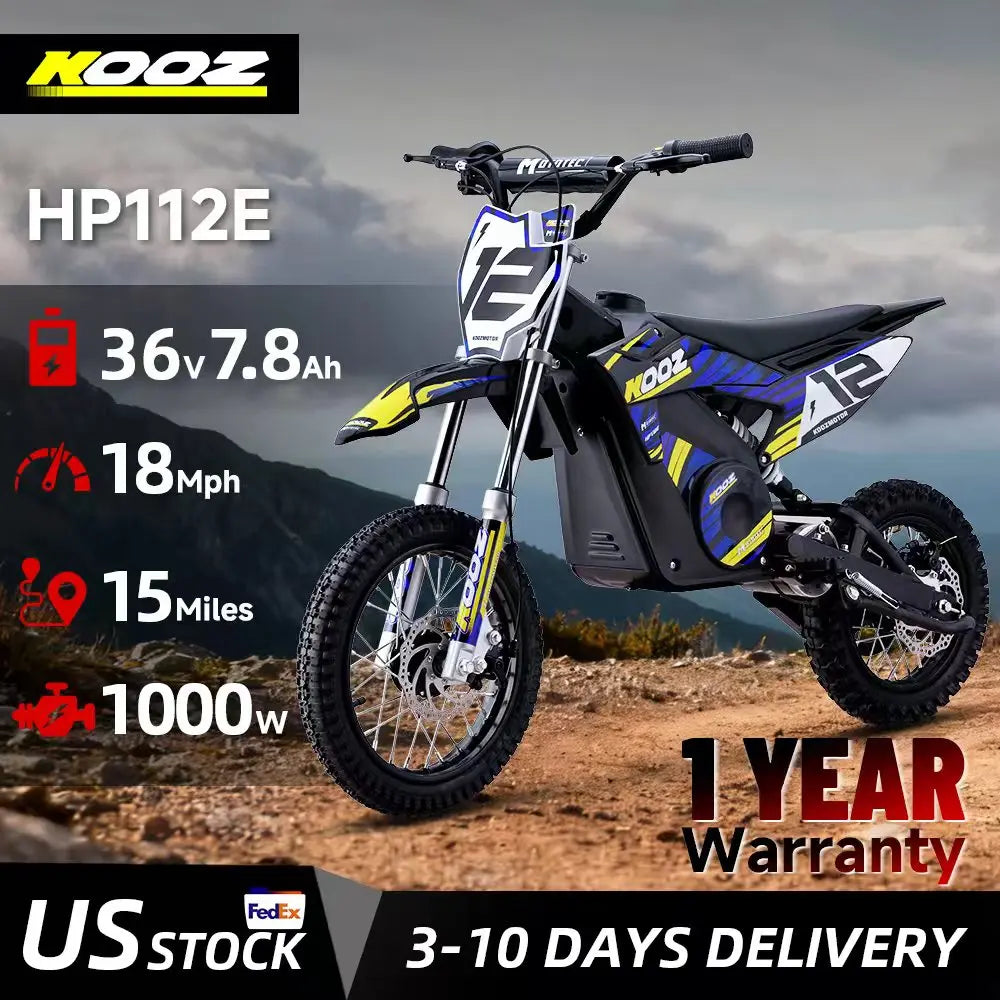KOOZ 36V 1000W Electric Dirt Bike for Kids| 18 MPH | Kids Rider