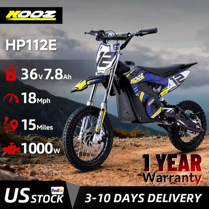 KOOZ 36V 1000W Electric Dirt Bike for Kids| 18 MPH | Kids Rider