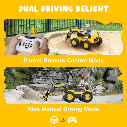 12V 4WD Kids Ride-On Excavator with Remote | Age 3-8 (Best Gift Gift for Kids)
