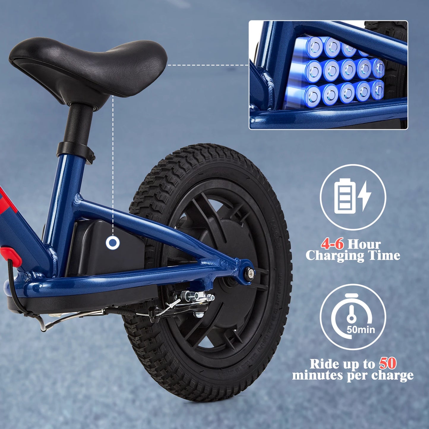 24V 100W Kids Electric Balance Bike w/ 12" inch Inflatable Tire and Adjustable Seat