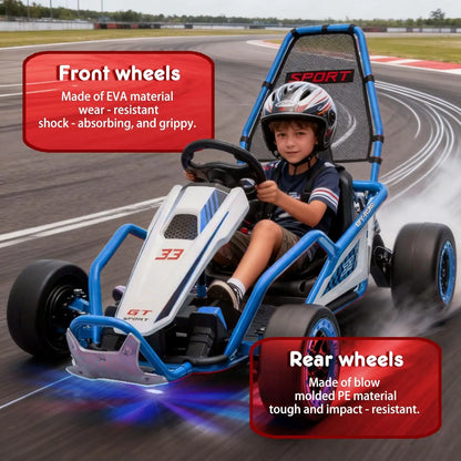 24V Kids Electric Drift Go Kart 400W 8.5MPH | Powerful Drift Kart w/Front EVA Wheel & Metal Frame