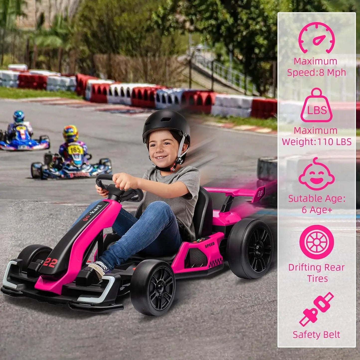 24V Kids Drift Kart 300W Powerful Motor w/ Sport Modes & EVA Tires