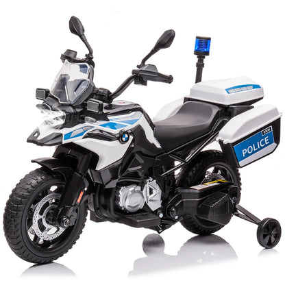 12V Kids Ride on Police Motorbike | Electric Cops Motorcycle with Training Wheels & Siren