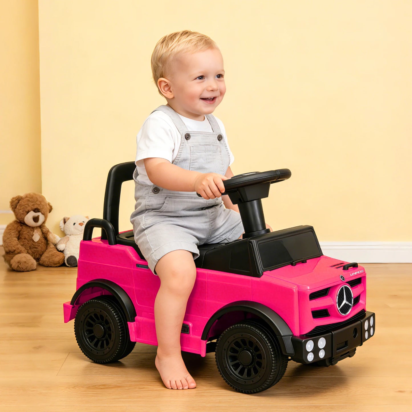 Mercedes-Benz Unimog Kids Push Car Ride-On Toy with Anti-Slip Wheels & Bumper Guards for Safety