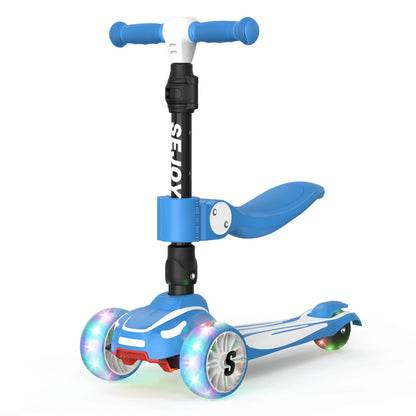Kids 3-Wheel Scooter w/ LED Wheels & Seat Adjustable | Sit/Stand Child Toddler Toy