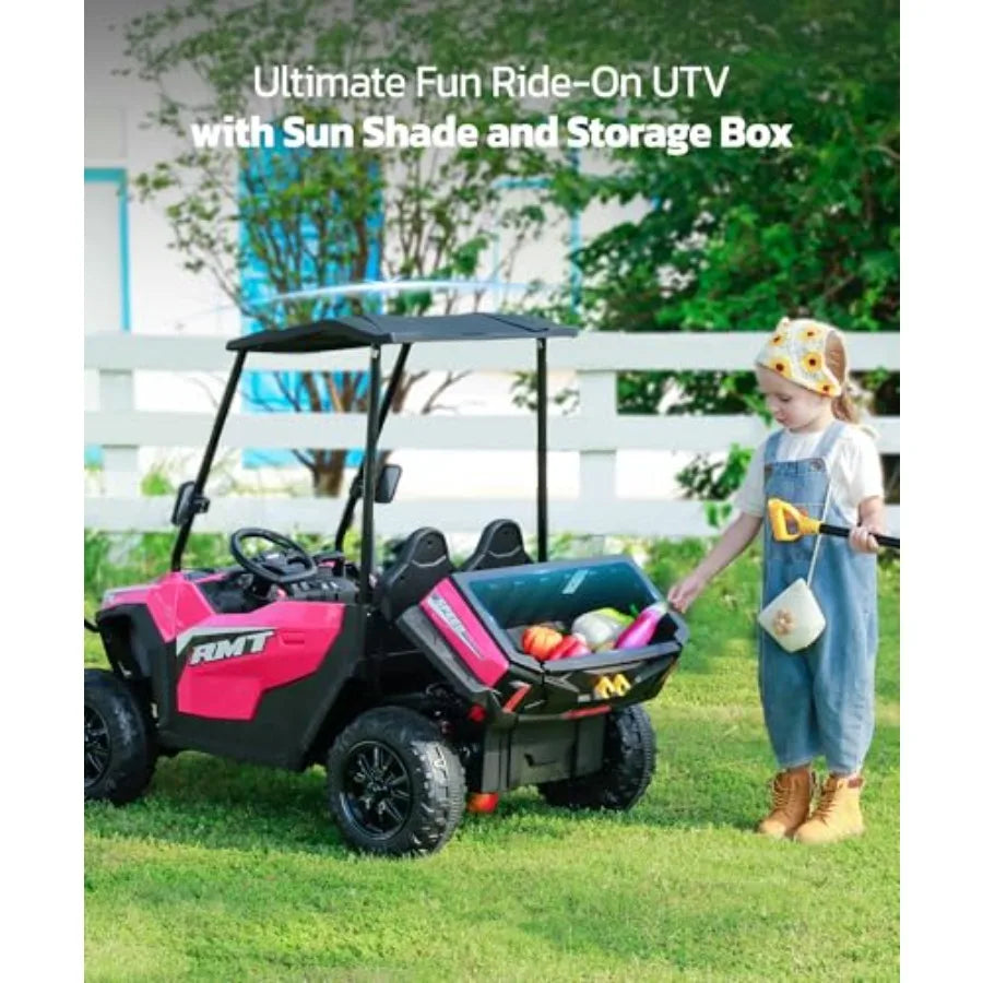 24V 2-Seater Kids Dump Truck 4WD w/ Remote & Sun Shade | (Age: 4-12Y)