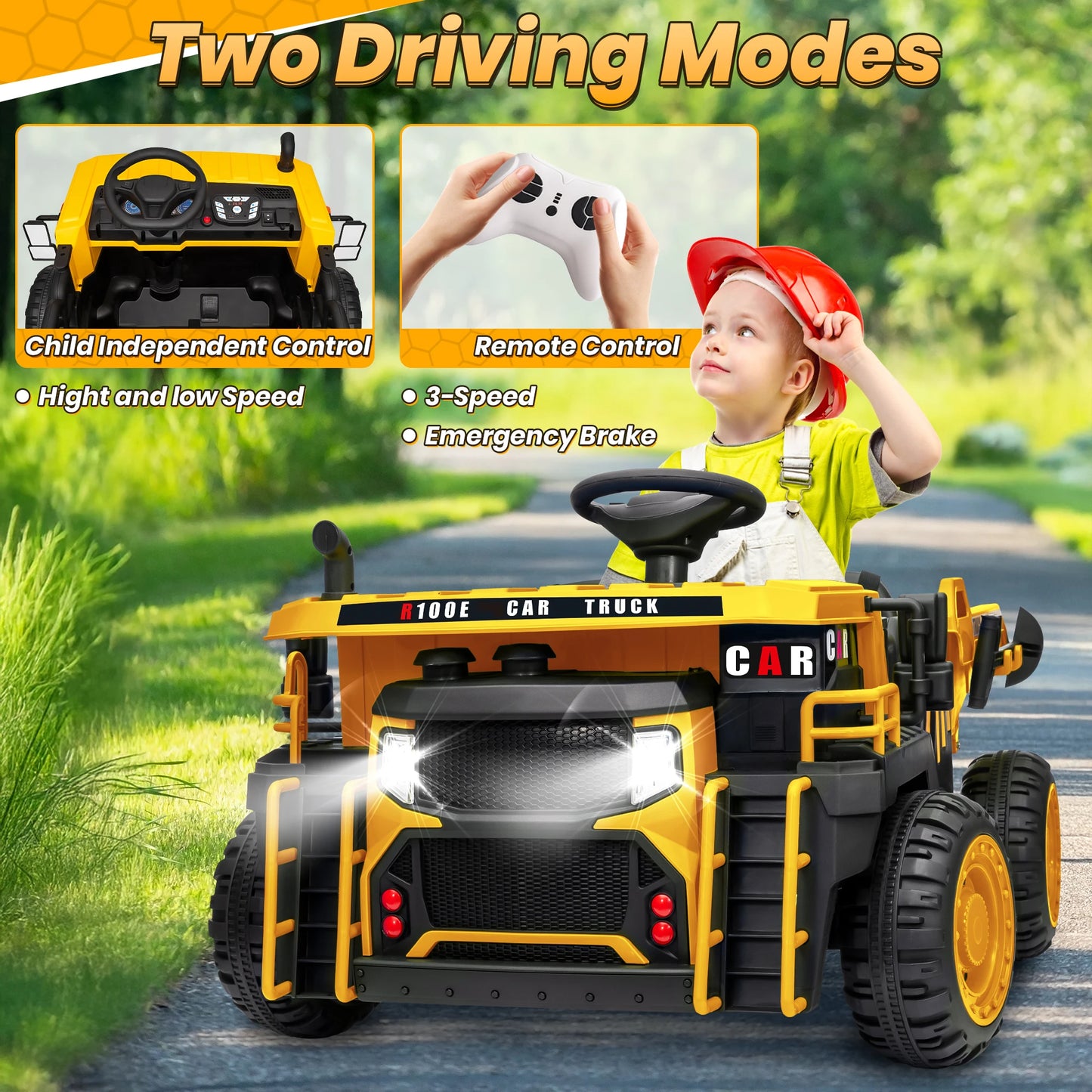 24V 2-Seater Kids Dump Truck 400W w/ Remote & Dump Bed& Shovel