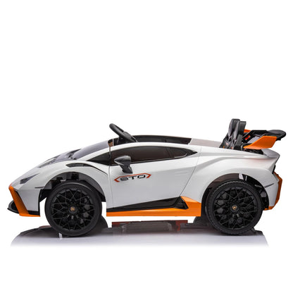 24V Licensed Lamborghini Huracan STO Kids Electric Ride-On Drift Car: 360° Spin