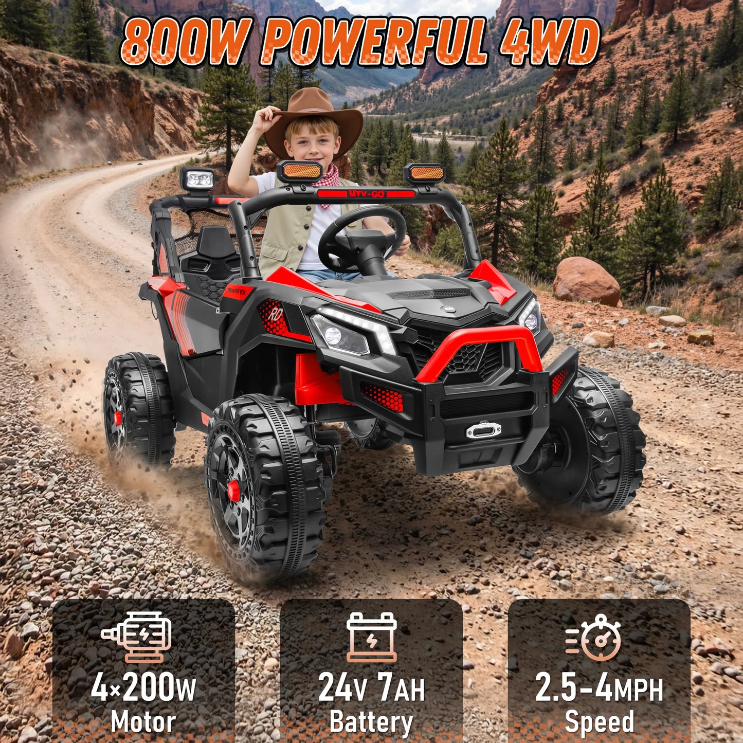 24V 4WD Kids Fun Ride-On ATV w/ Remote & LED Lights (Age: 3 to 10 Y)