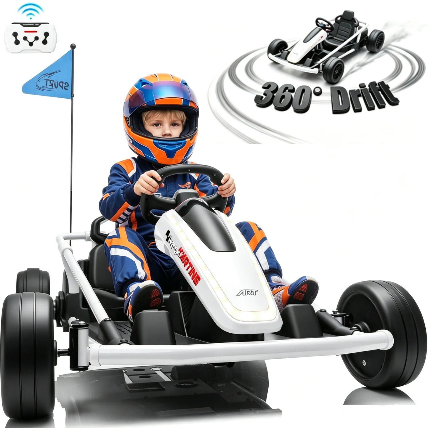 24V 360° Drift Go Kart Ride-On for Kids | 400W Dual Motor | Kids Rider