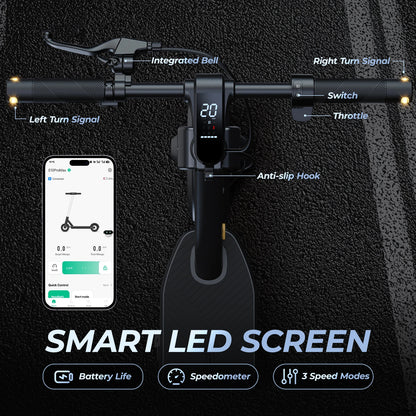 E8-10 Foldable Electric Scooter for Adults | 20 MPH & 40-Mile Range |1000W Peak | Kids Rider