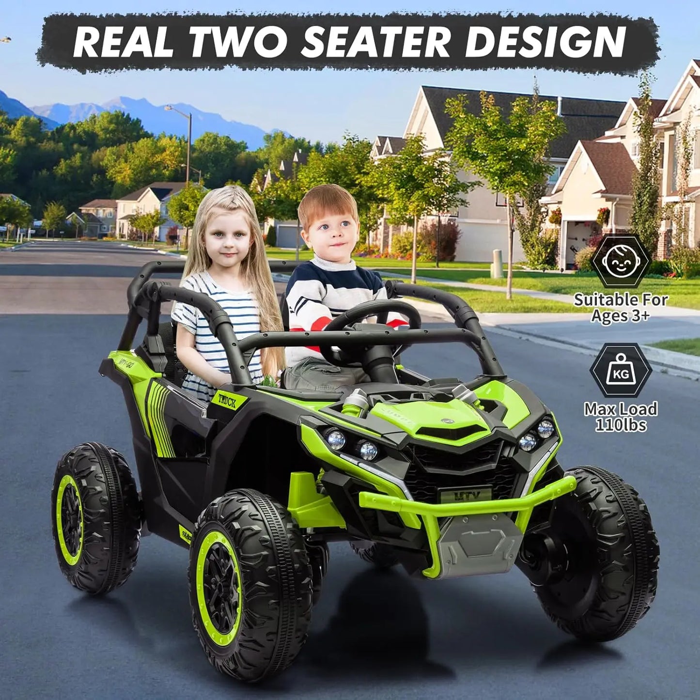 24V 4WD 2-Seater Kids Ride-On UTV W/ Parent Remote Control(Age: 3 to 10Y)