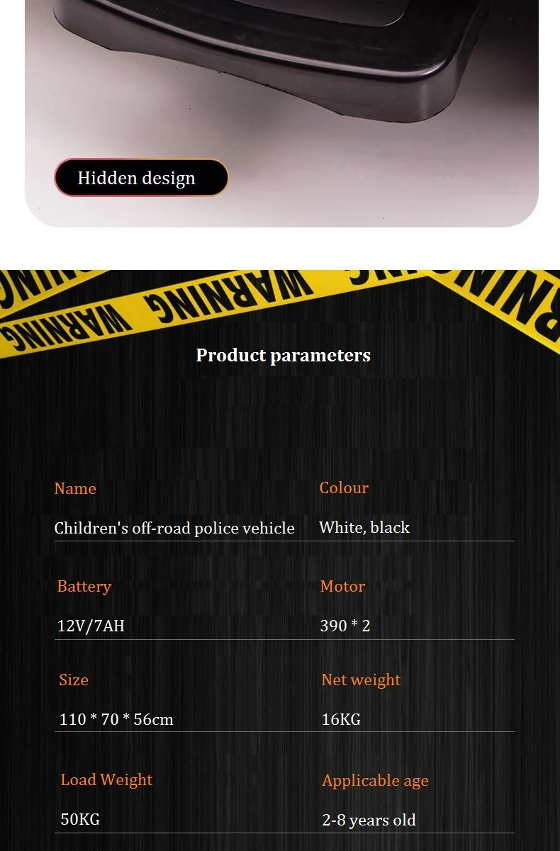 YOGOHALO 12V Big 4WD Kids Police Ride-On Car w/ Remote & Music | 1-Seater