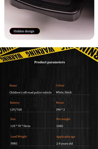 YOGOHALO 12V Big 4WD Kids Police Ride-On Car w/ Remote & Music | 1-Seater