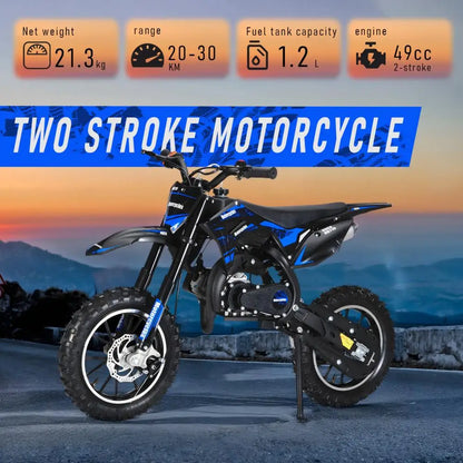 49cc Mini Kids Dirt Bike 2-Stroke Gas Motorcycle W/ Off-Rode Tire Up To 25 MPH