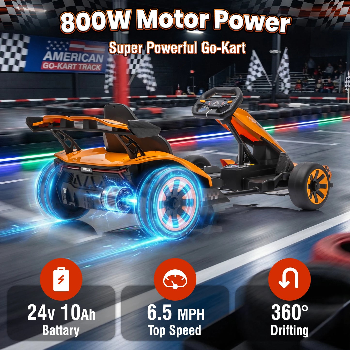 24V 360°Drift Go Kart for Kids | High Speed Drift Racing Car for Kids (Age: 5 to 14 Year)