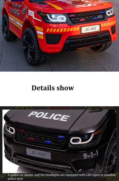 YOGOHALO 12V Big 4WD Kids Police Ride-On Car w/ Remote & Music | 1-Seater