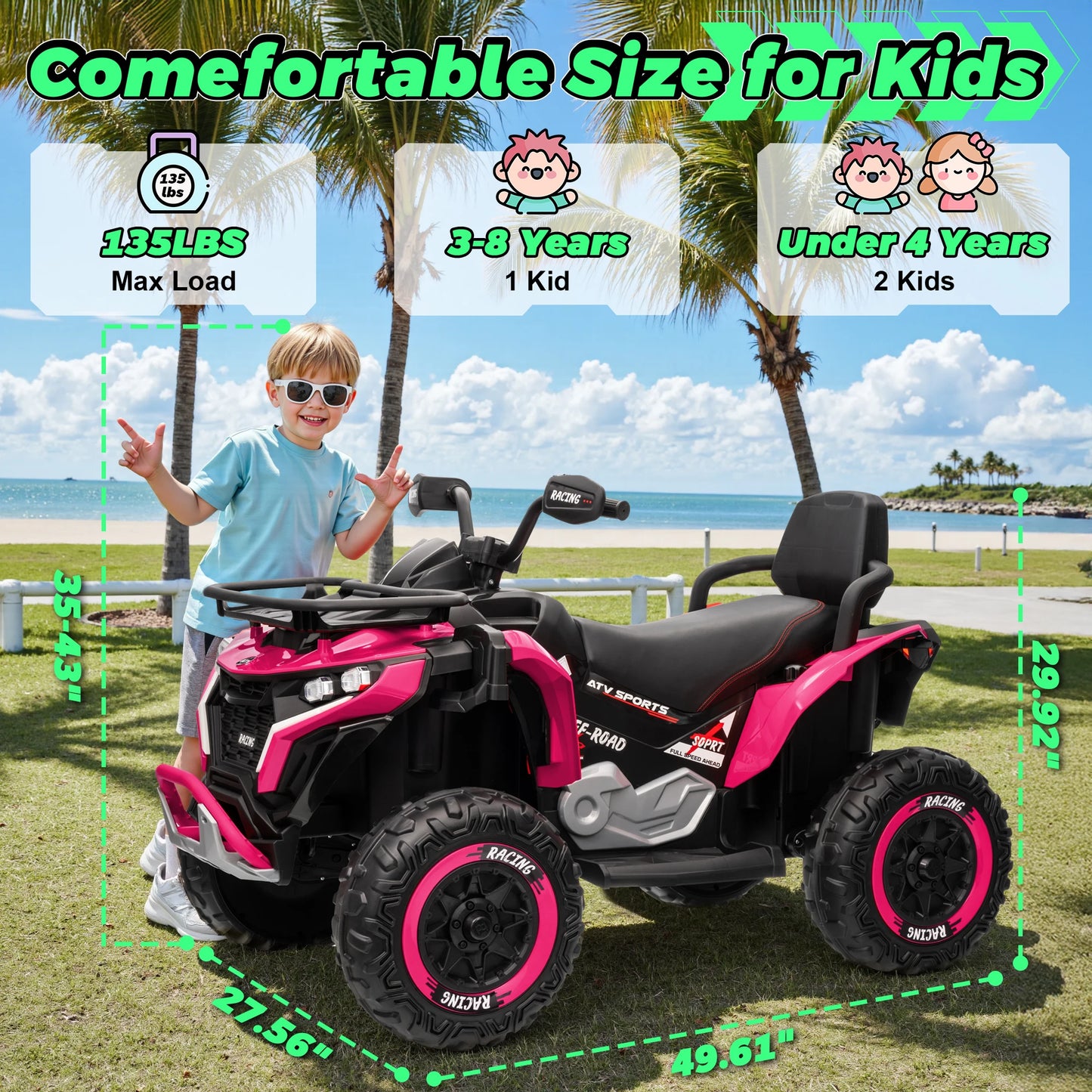 24V XL 2-Seater Kids ATV | 800W Motors & 19" EVA Tires | Quad Bike for kids | Kids Rider