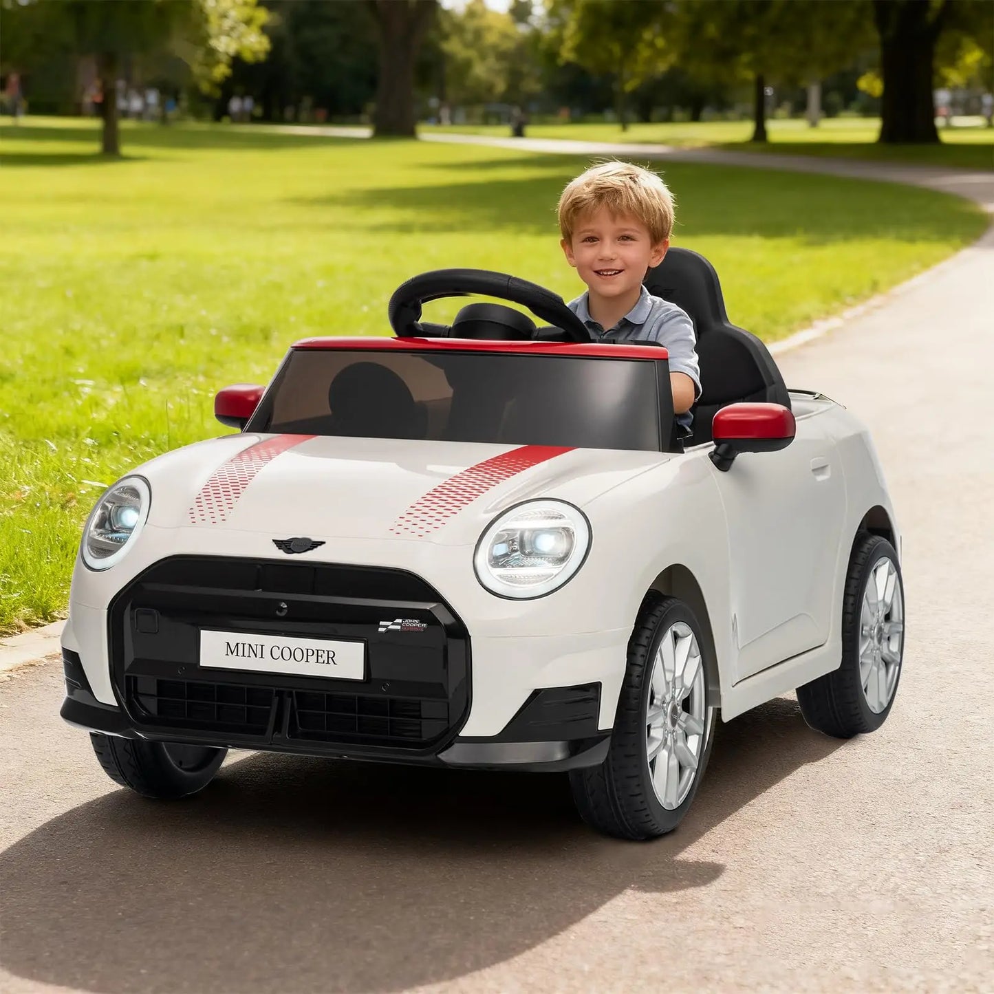 12V Mini Cooper Ride on Car Toy For Kids | Battery-Powered Electric Driving Car for kids With Parental Control