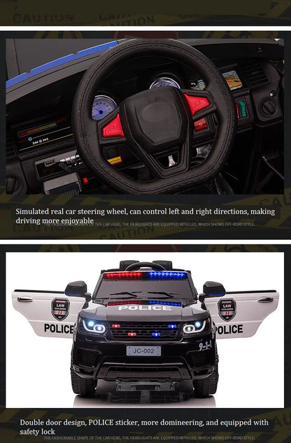 YOGOHALO 12V Big 4WD Kids Police Ride-On Car w/ Remote & Music | 1-Seater