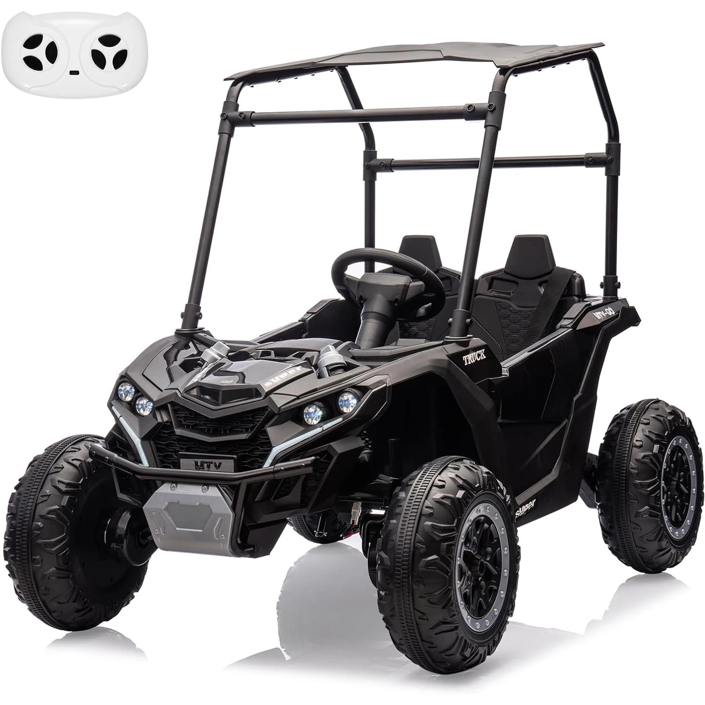 24V Kids Ride-On Golf Cart w/ Tent 4Wheel Drive & Parent Remote (Age: 4-12Y)