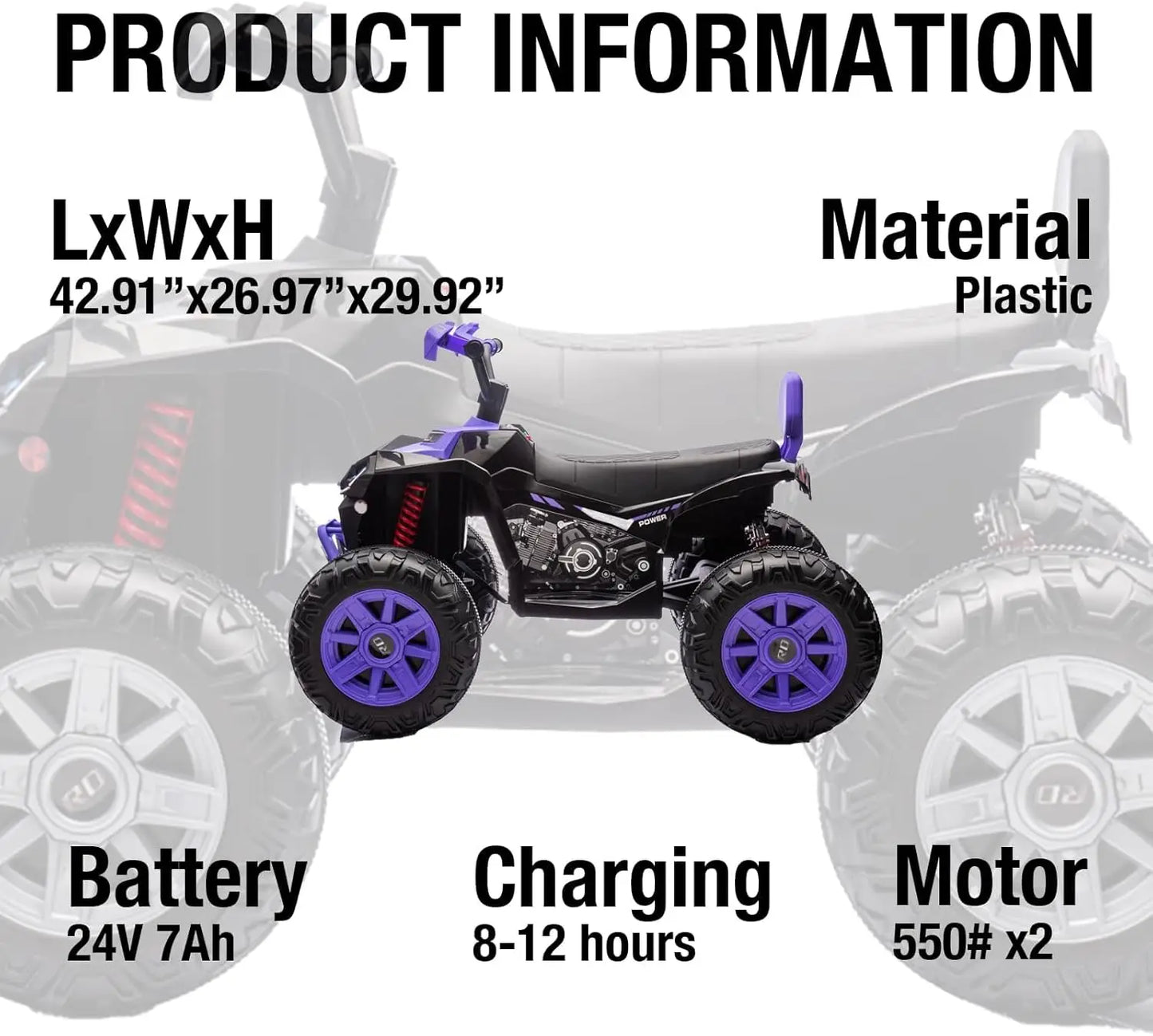 24V 2-Seater Kids ATV 800W Ride On Electric Quad | Kids Rider