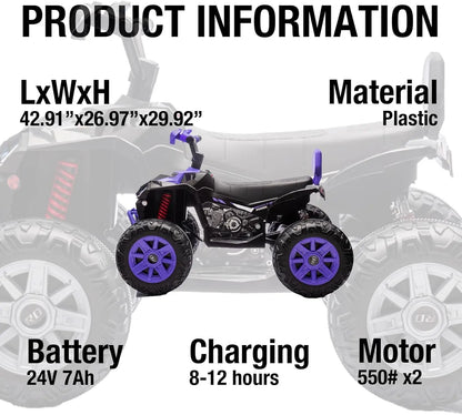 24V 2-Seater Kids ATV 800W Ride On Electric Quad | Kids Rider