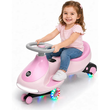 12V 2-in-1 Electric Wiggle Car for Ages 2–6 | Flashing Wheels | 2 In 1 Ride On Swing Car With Pedal For Toddlers