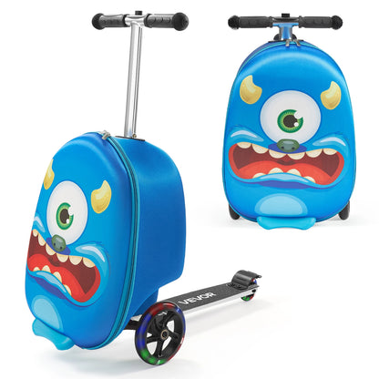 Kids Ride-On Scooter Suitcase | 20L Carry-On with Flashing Wheels | Kids Rider