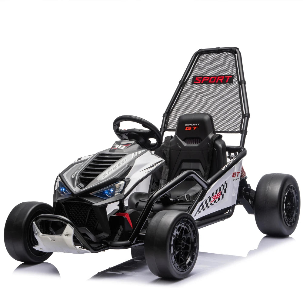 24V Crazy Drift Go Kart | 400W Powerful Ride-On | 5–7.5 MPH W/Protective Roll Cage & EVA Front Tires( Age: 5-14Y)
