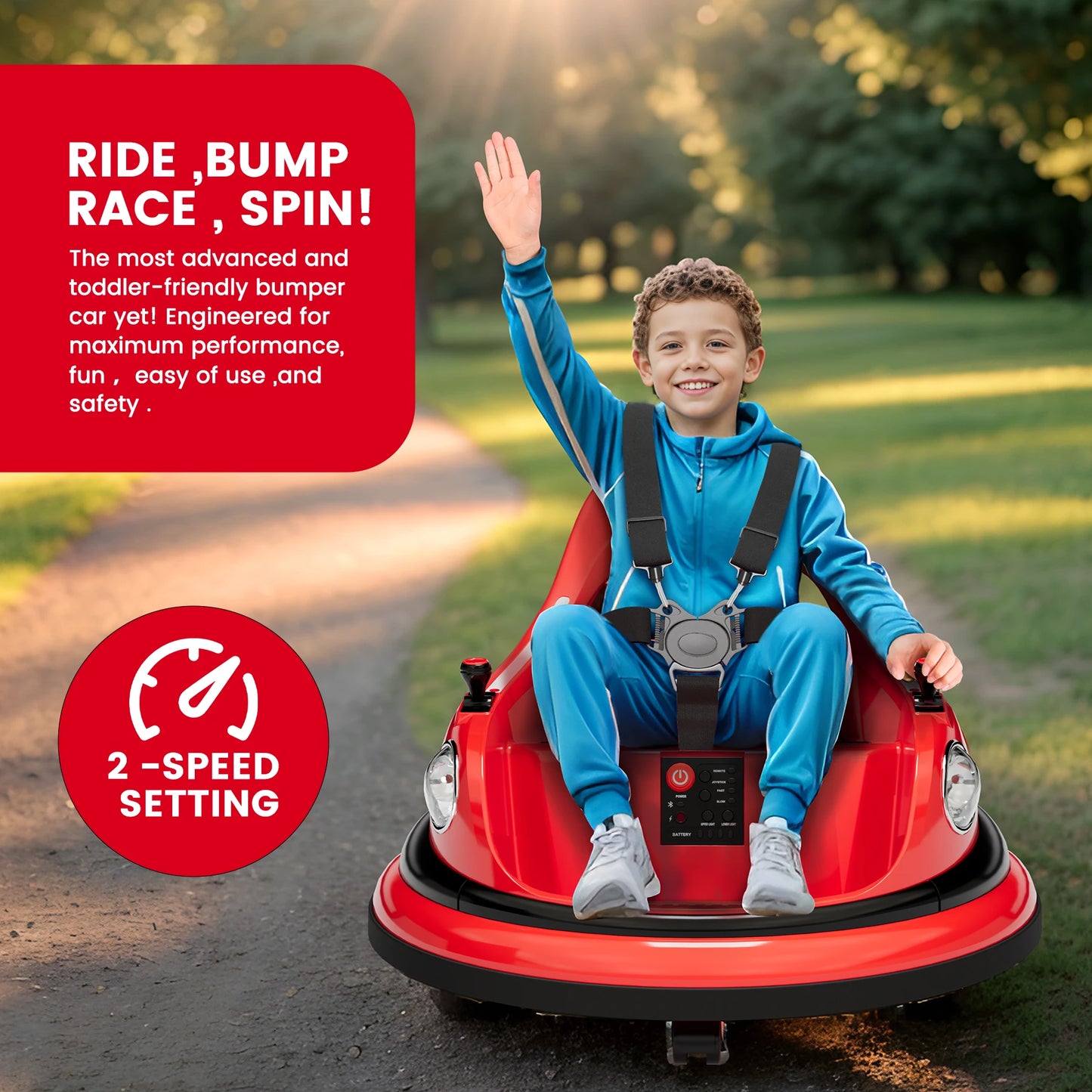 12V Kids Bumper Car with 360° Spin & Lights | Kids Rider (Age - 1 to 6 Year )