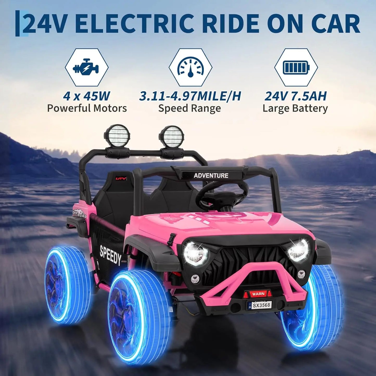 24V 2-Seater Kids Ride-On Truck w/ Remote & Bluetooth | (Age: 3 to 8 Yeras)
