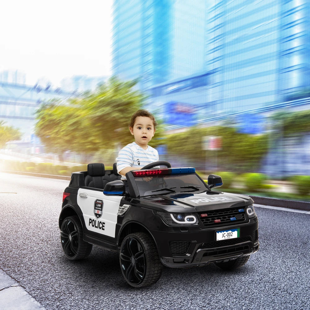 12V Big Kids Police Ride-On Car w/ Remote, Music & LED | 4Wheel Drive | 1-Seater