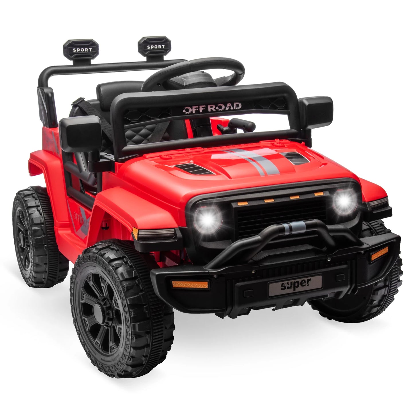 12V Kids Ride-On Truck w/ Remote Control, Suspension & LED Lights (Ages: 3 to 8 Yrs)