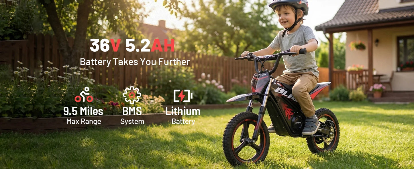 KOOZ HP01E 36V 350W Electric Dirt Bike | 15.5 MPH | Kids Rider