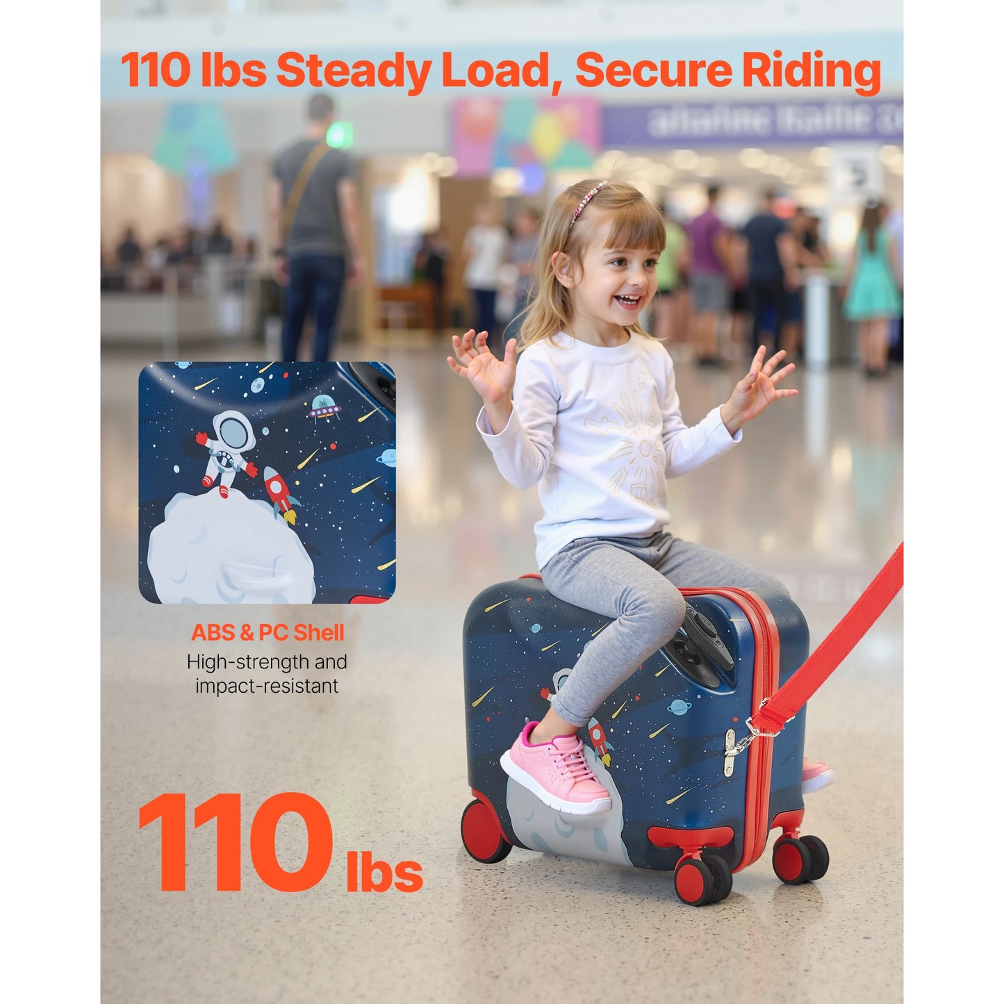 18" Kids Ride-On Suitcase for Toddlers | 26L Carry-On Luggage | Kids Rider