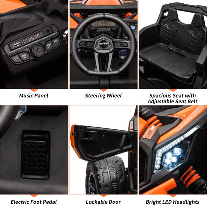 12V Kids Ride-On UTV Truck w/ Remote, LED & Wide Seat | Off Road UTV with Safety Belt(Age: 3 to 8Y)