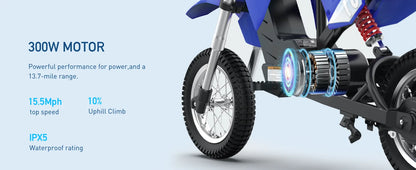 Hiboy 36V 300W Electric Dirt Bike for Kids | 15.5 MPH | Kids Rider