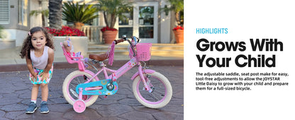 JOYSTAR Little Daisy Kids Bike for Girls & Boys | Doll Seat & Streamers | Ages 2–7 | Kids Rider