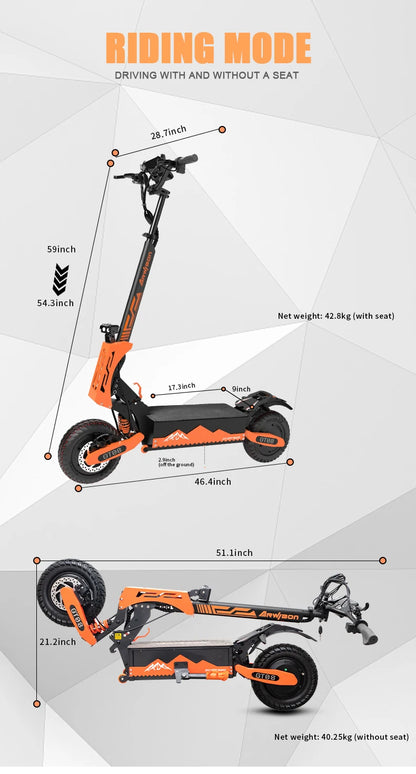ARWIBON 5600W Electric Scooter | 46 MPH Dual Motor E-Scooter | Kids Rider
