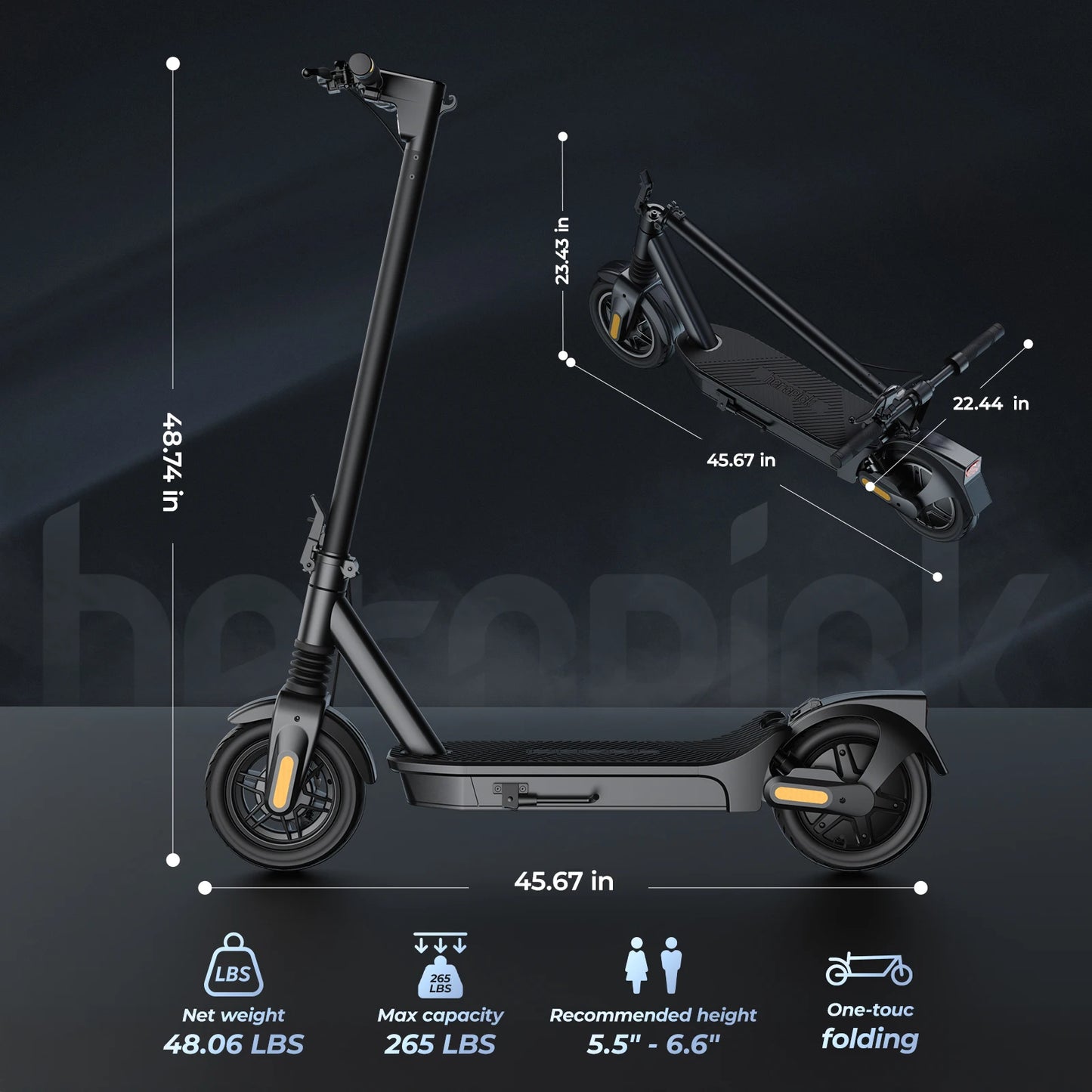 E8-10 Foldable Electric Scooter for Adults | 20 MPH & 40-Mile Range |1000W Peak | Kids Rider