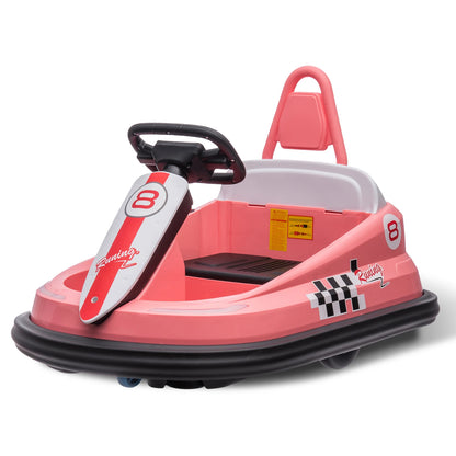Bumper Car for Toddlers 6V Electric Ride On Toys for Kids 1.9 MPH Max Speed Steering Wheel 360 Degree Spin 2-Speeds Lights Music
